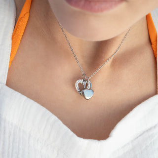 Stainless Steel Heart Padlock Charm with Heart Charm