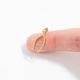 Stainless Steel Rhinestone Wishbone Charm / PDL0272