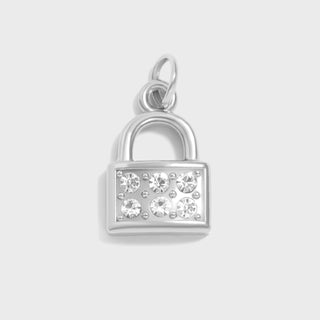 18K Gold PVD Stainless Steel Padlock with Stone Charm