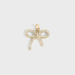 Stainless Steel Rhinestone Bow Charm