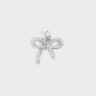 Stainless Steel Rhinestone Bow Charm