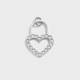 CZ Heart Padlock Charm
