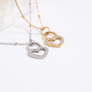 CZ Heart Padlock Charm