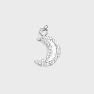 18K Gold PVD Stainless Steel Mother Of Pearl Moon with Stone boarder Charm