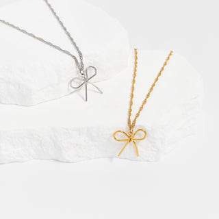 18K Gold PVD Stainless Steel Thin Bow Charm