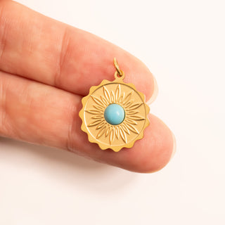 Flower Turquoise Center Pendant