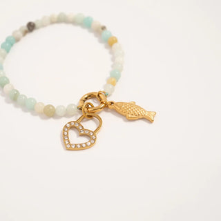 CZ Heart Padlock Charm