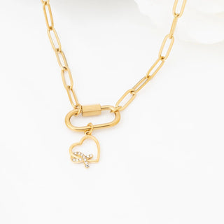 Heart Ribbon with Stones Charm- gold studio 