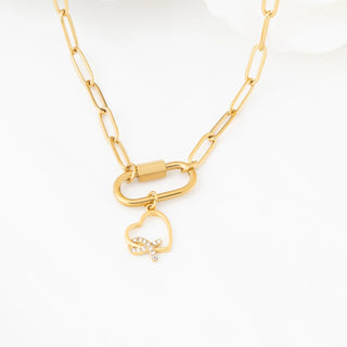 Heart Ribbon with Stones Charm- gold studio 