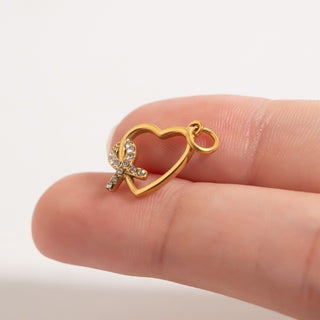 Heart Ribbon with Stones Charm