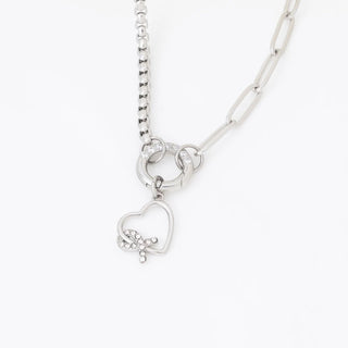 Heart Ribbon with Stones Charm- stainless studio 