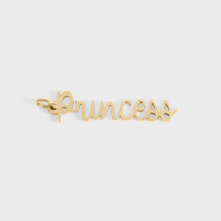 Gold 'Princess' charm on a white background