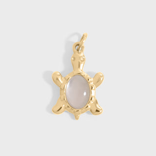 18K Gold PVD Stainless Steel Mother Of Pearl Turtle Charm
