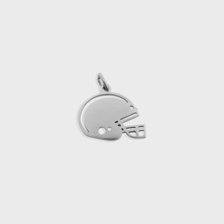 Silver football helmet pendant on a light gray background