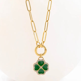 CZ Four Leaf Clover Charm- gold studio 