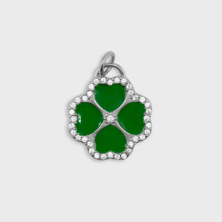 CZ Four Leaf Clover Charm- silver main 