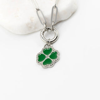 CZ Four Leaf Clover Charm- silver studio 