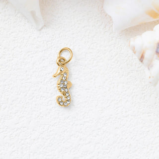 CZ Seahorse Charm- gold studio 