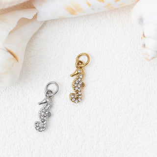 CZ Seahorse Charm- gold and silver studio 