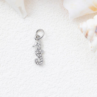 CZ Seahorse Charm- silver studio 
