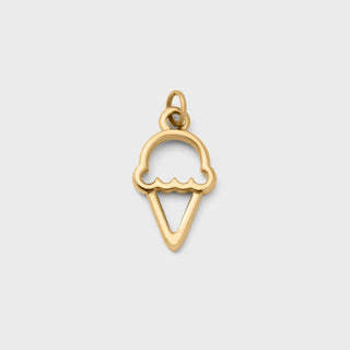 Gold ice cream cone pendant on a light gray background