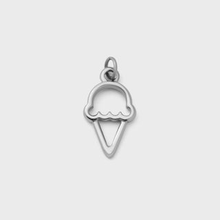 Silver ice cream cone pendant on a light gray background