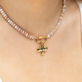 Textured Gold Cross Charm - Model