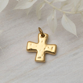 Textured Gold Cross Charm - Studio