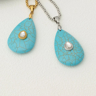 Turquoise Teardrop Charm- gold and silver studio