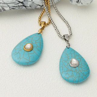 Turquoise Teardrop Charm- gold and silver studio 