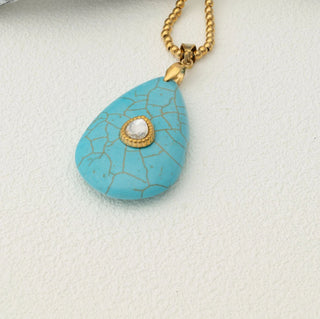 Turquoise Teardrop Charm- gold studio 
