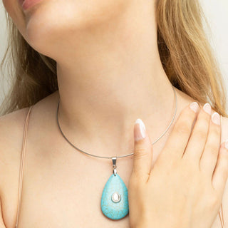 Turquoise Teardrop Charm- silver model 