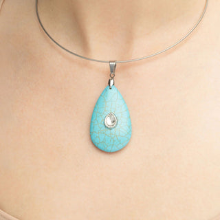 Turquoise Teardrop Charm- silver model 