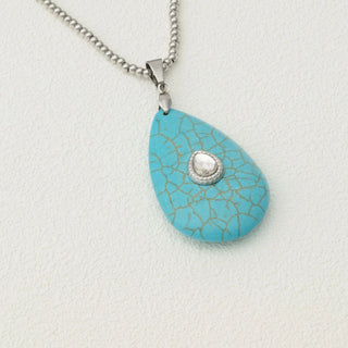 Turquoise Teardrop Charm- silver studio 