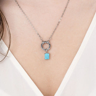 Emerald Cut Turquoise Charm- Model