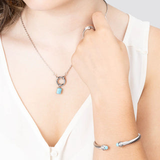 Emerald Cut Turquoise Charm- Model