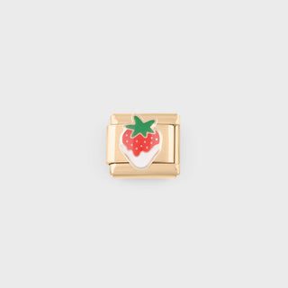 Strawberry Italian Charm- gold main 