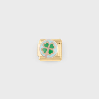 Four Leaf Clover Italian Charm- gold main 