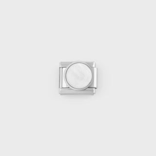 Silver Colorful Stone Italian Charm- white main