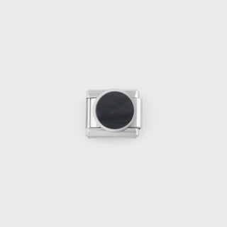 Silver Colorful Stone Italian Charm- black main