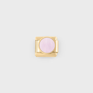 Gold Colorful Stone Italian Charm- Main- pink