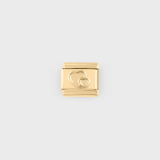 Double Heart Italian Charm- Gold main 