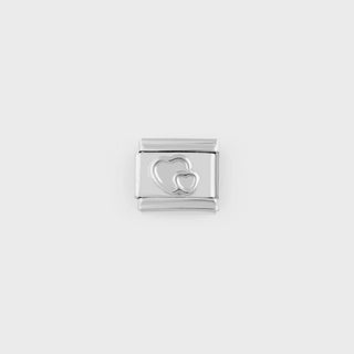 Double Heart Italian Charm- Stainless main