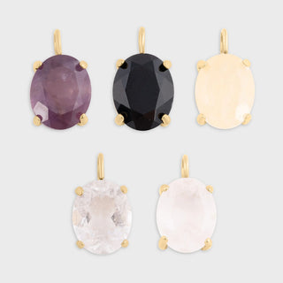 Gold Oval Healing Stone Charm- Main
