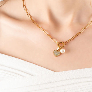 Pave Stone Heart Charm- Model