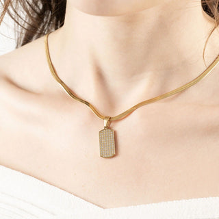 Pave Dog Tag Charm- Model