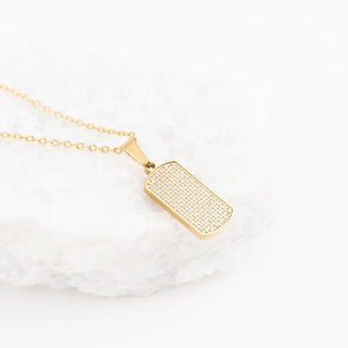 Pave Dog Tag Charm- Studio