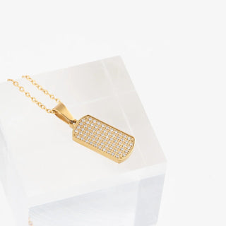 Pave Dog Tag Charm- Studio
