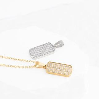Pave Dog Tag Charm- Studio