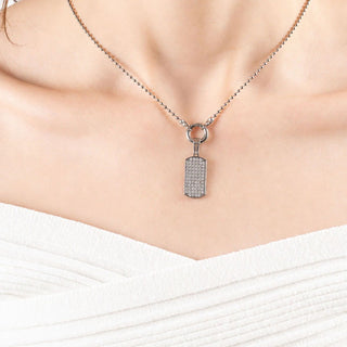 Pave Dog Tag Charm- Model